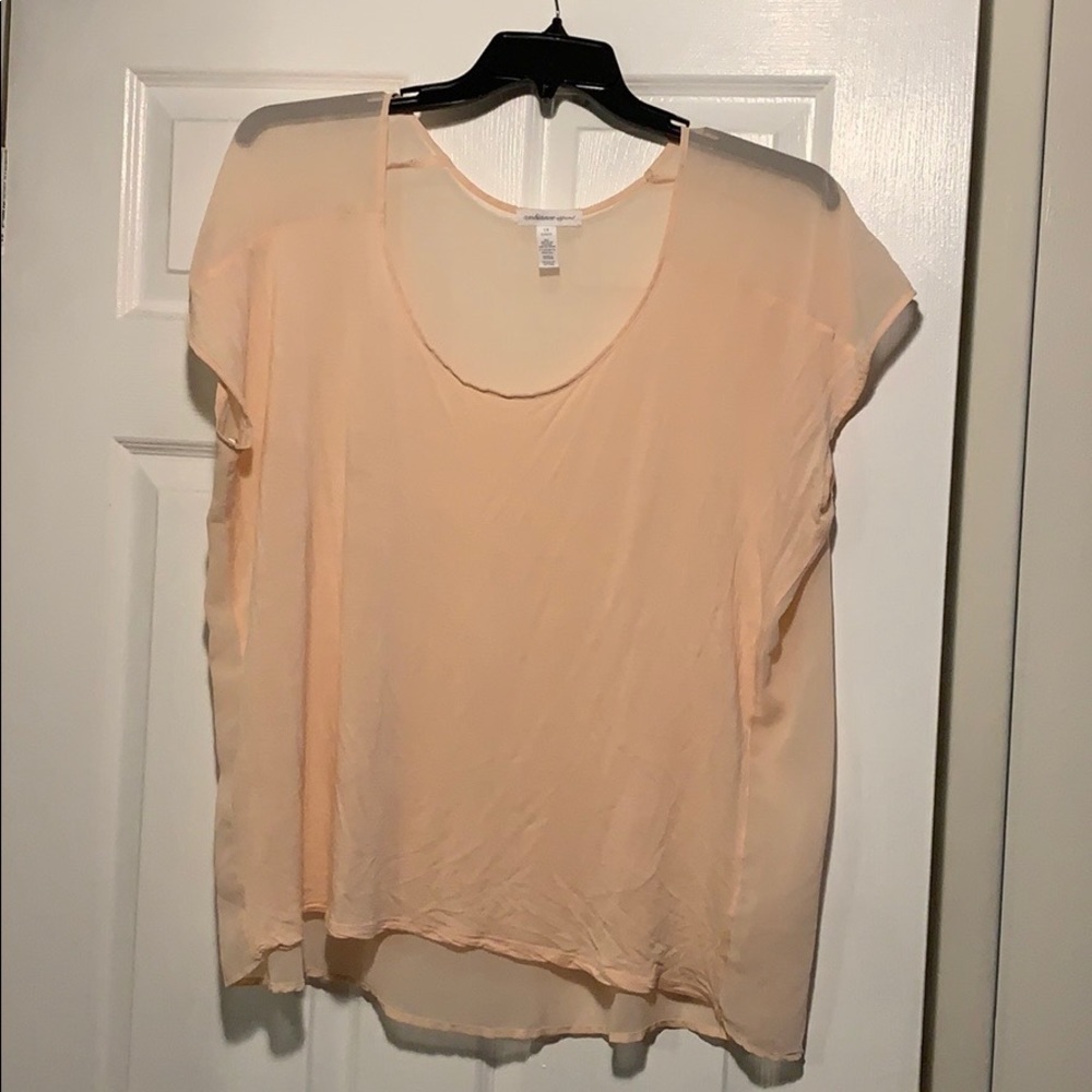Peach high-low blouse